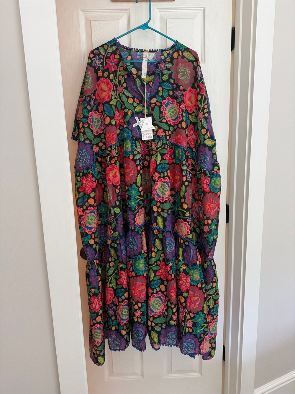 NWT Tia Cibani for Maisonette Zsofia Peasant Kaftan Matyo Floral O/S